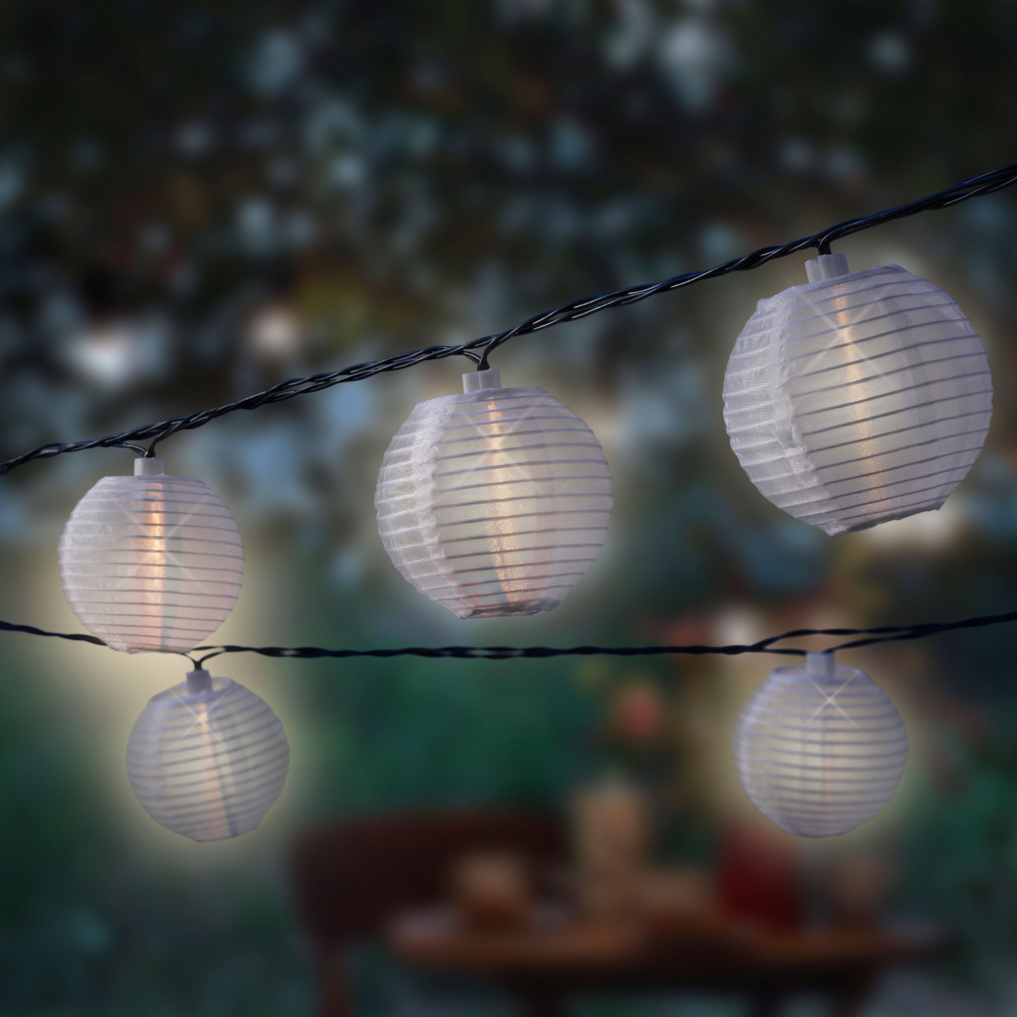 LED Solar Lichterkette Lampions 3,5m Nylon Warmweiß