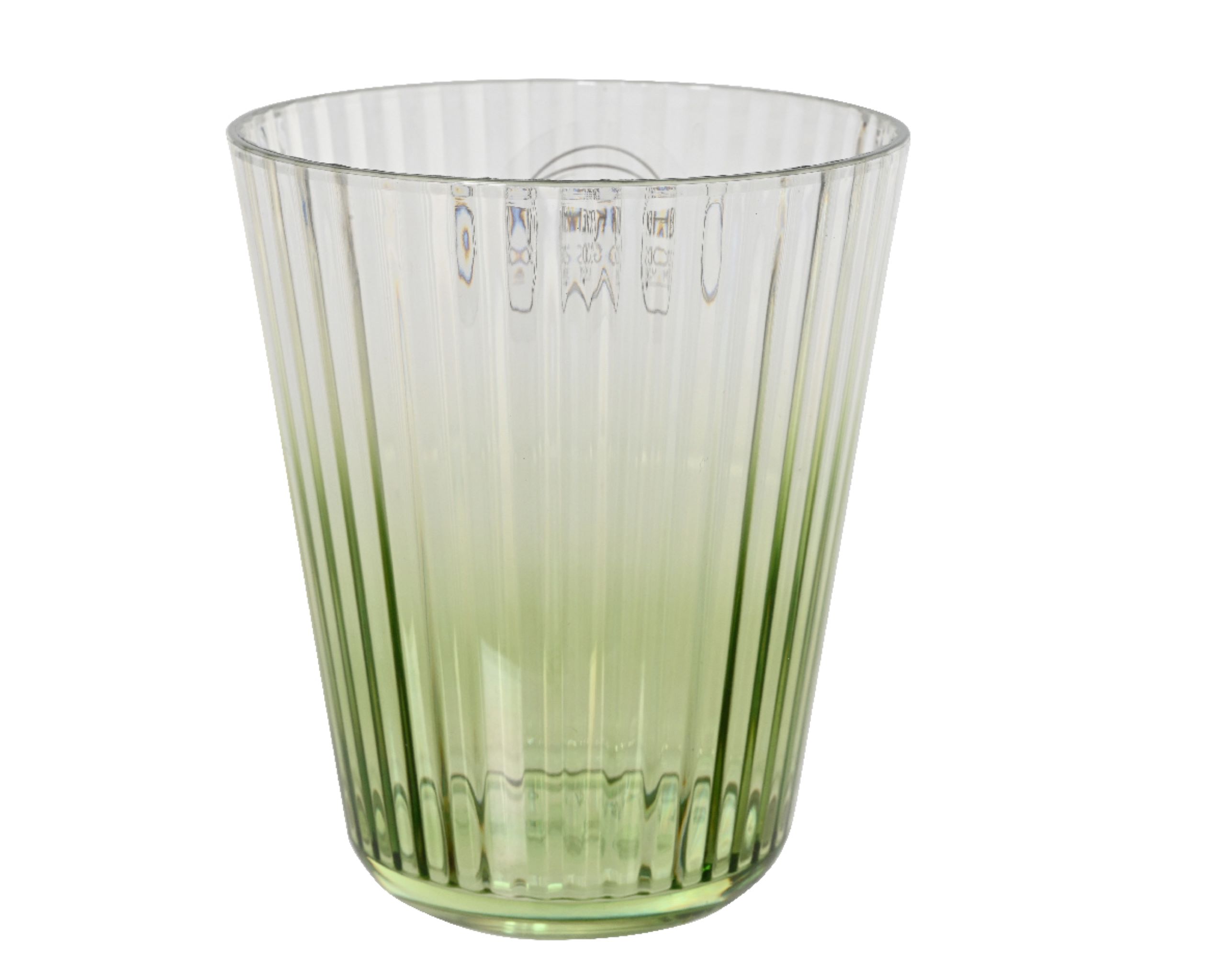 Trinkglas 10cm Kunststoff mit Rillen Transparent / Grün