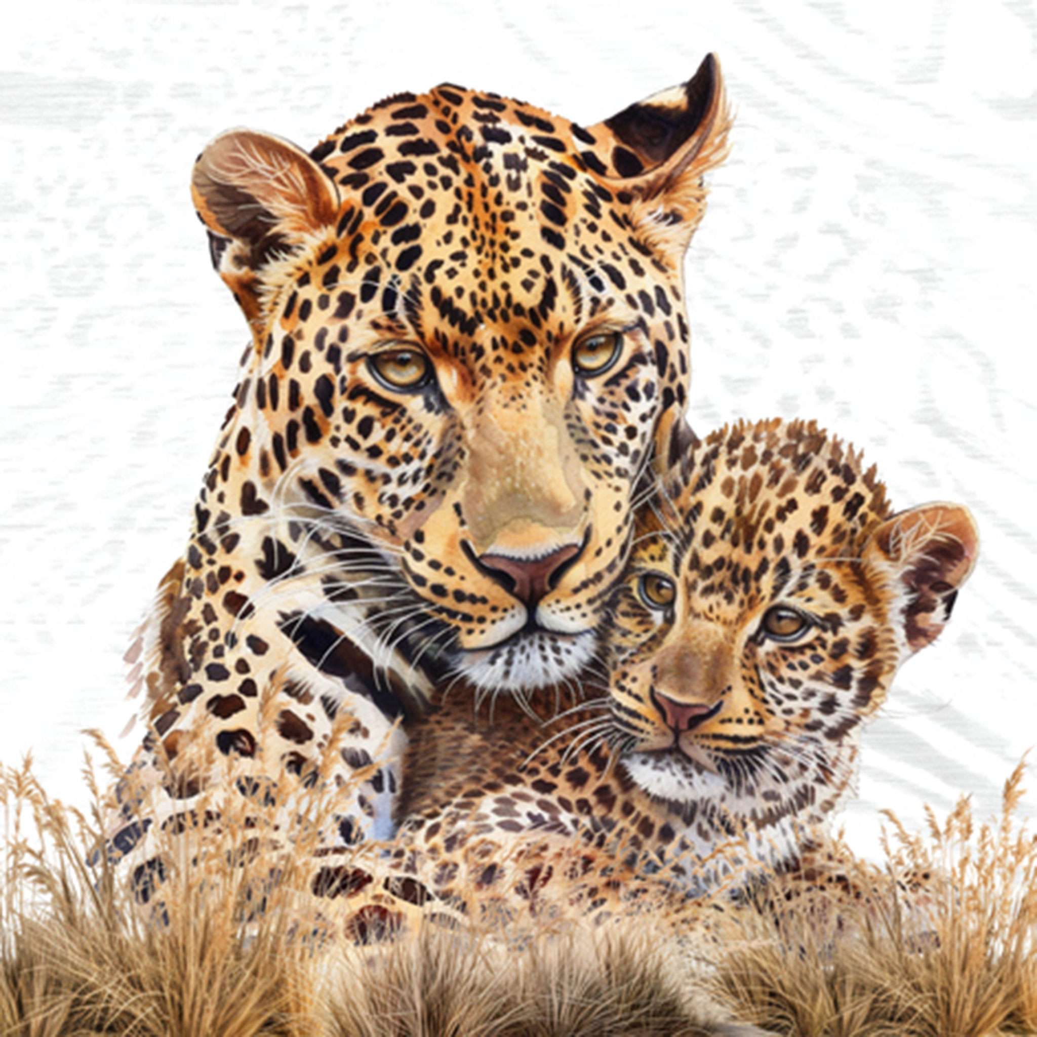 Servietten Papier 33x33cm 3-lagig Safari Motiv mit Leopard & Jungtier 20 Stück,