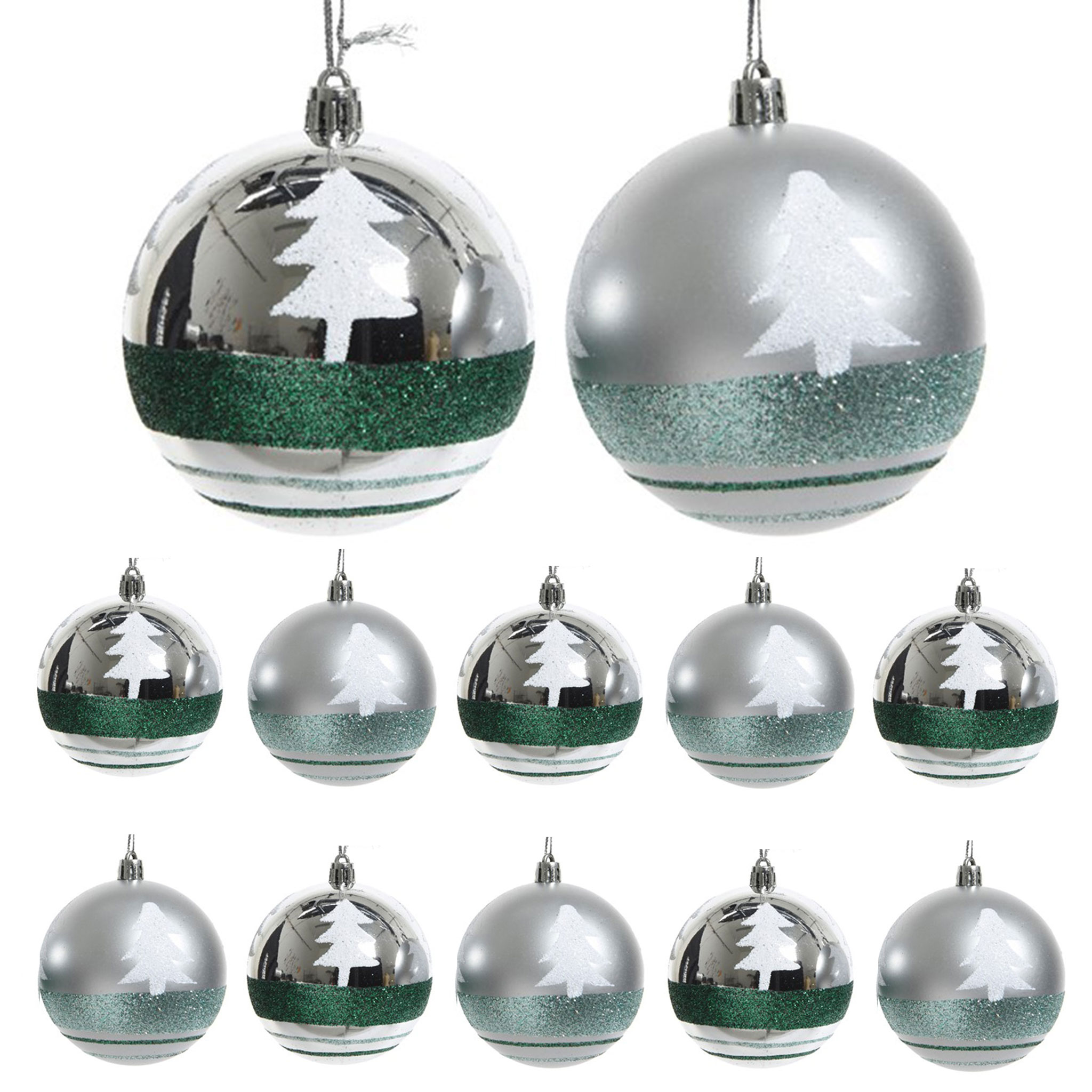 Weihnachtskugeln Tannenbaum Kunststoff 8cm, 12er Set