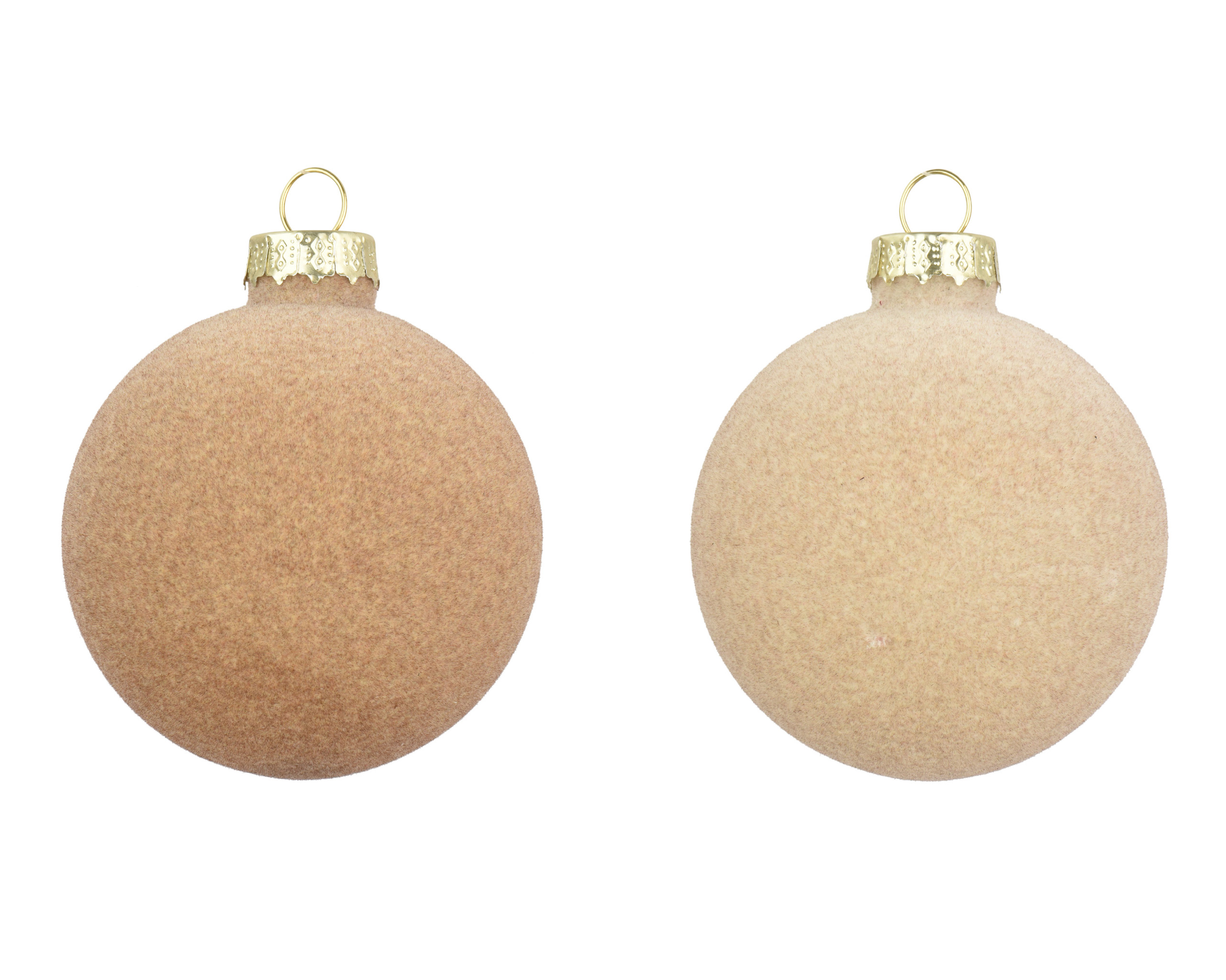 Weihnachtskugeln Glas 8cm Mix Samtoptik 6er Set - Taupe