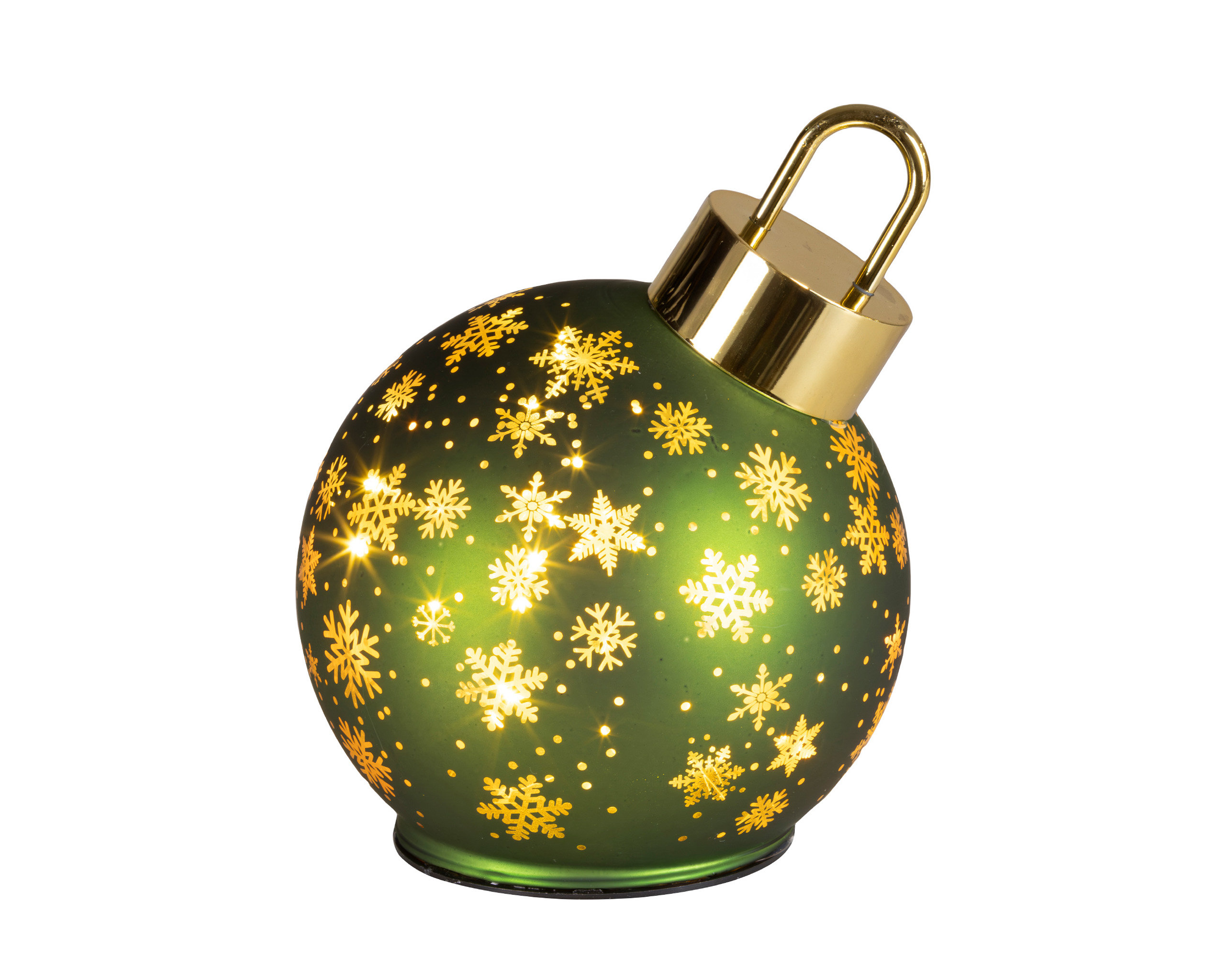LED Weihnachtsglaskugel zum Aufstellen 18x14cm mit Lichteffekt Grün