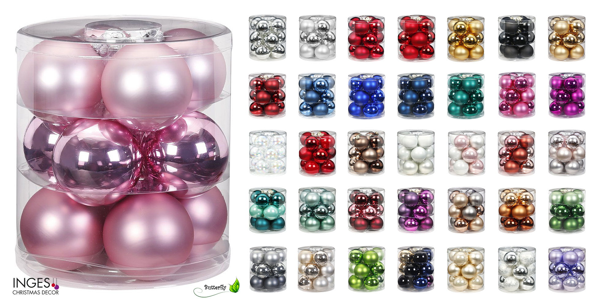 Paket] Weihnachtskugeln Glas 8cm, 12 Stück
