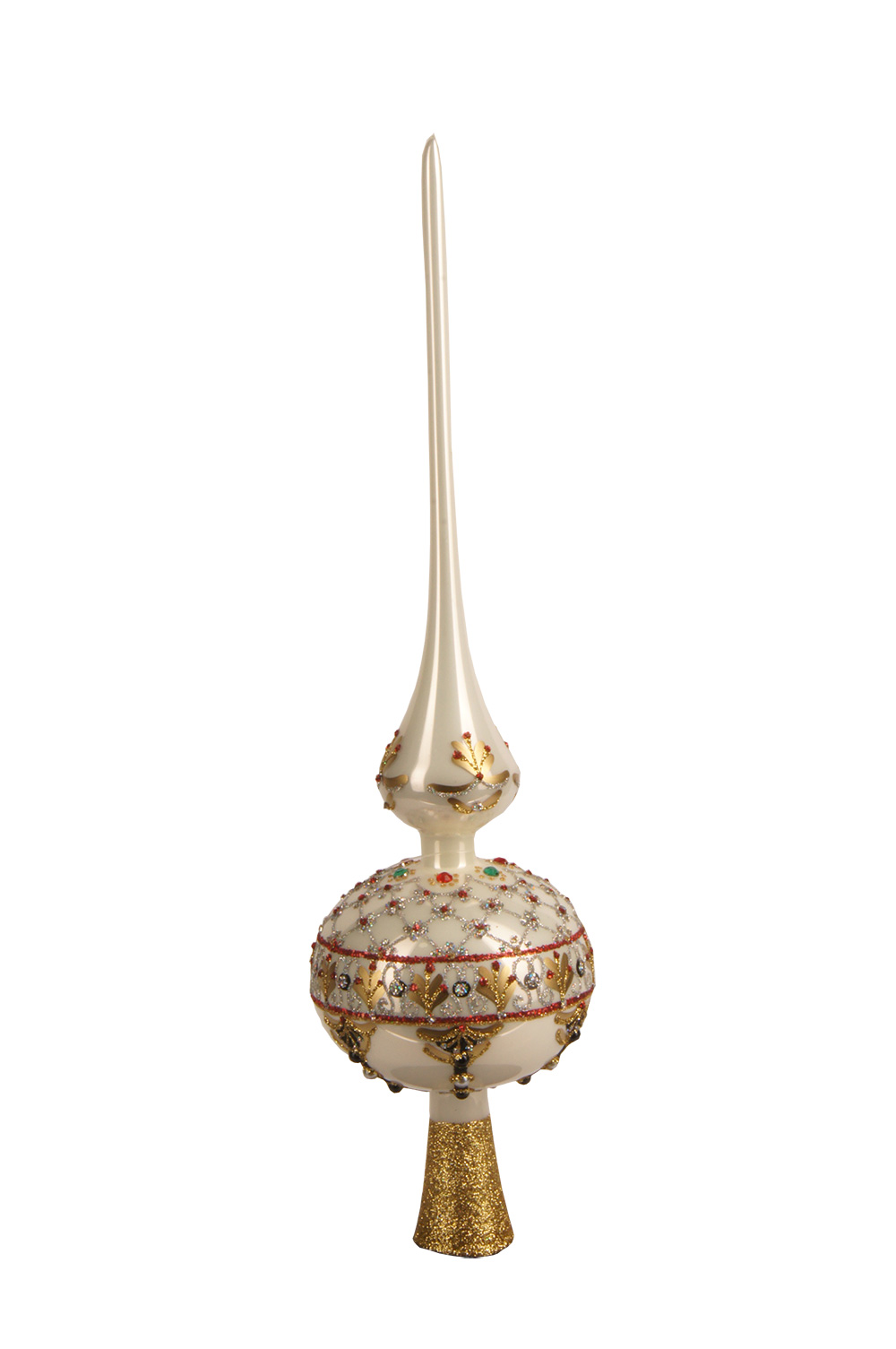 Christbaumspitze Glas mit Renaissance Motiv 35cm