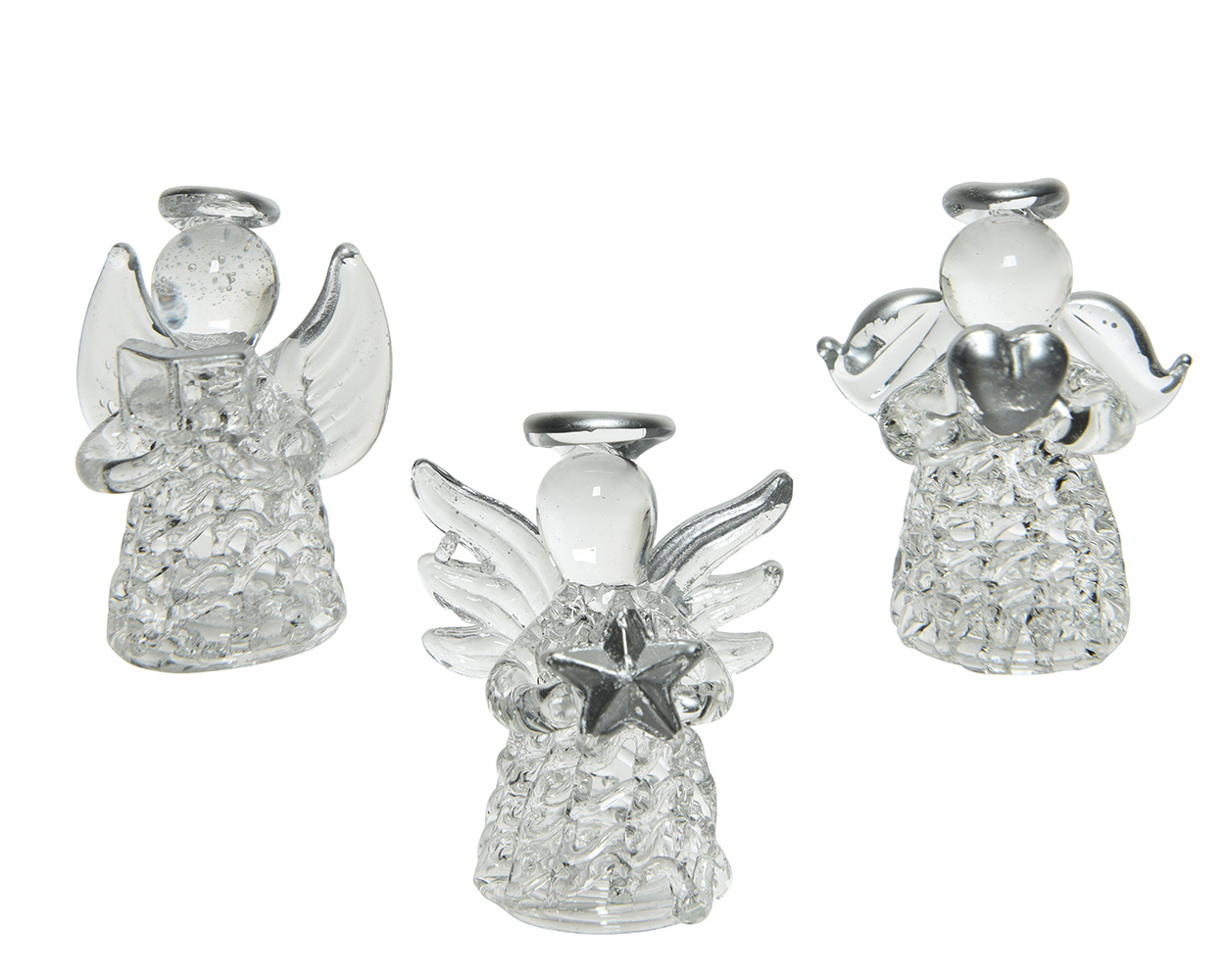 Christbaumschmuck Glas Engel 4cm klar transparent, 1 Stück sortiert
