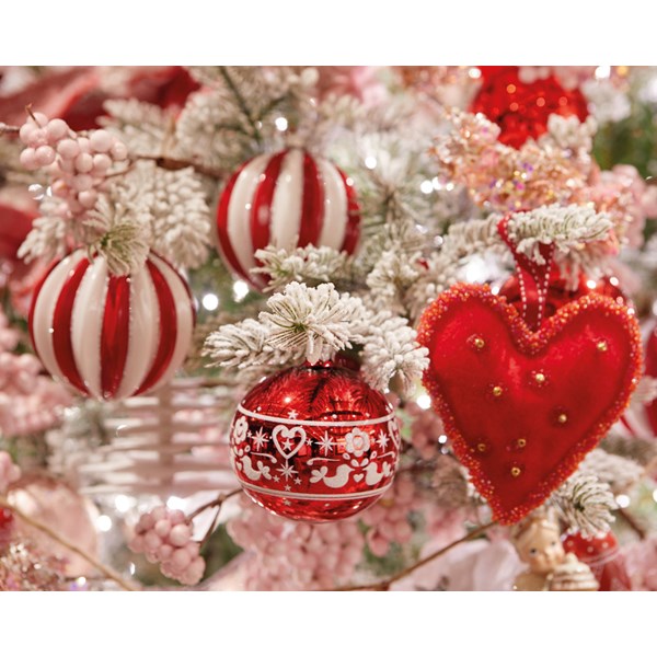 Weihnachtskugeln Glas mit Streifen geriffelt 8cm rot / weiß, 3er Set