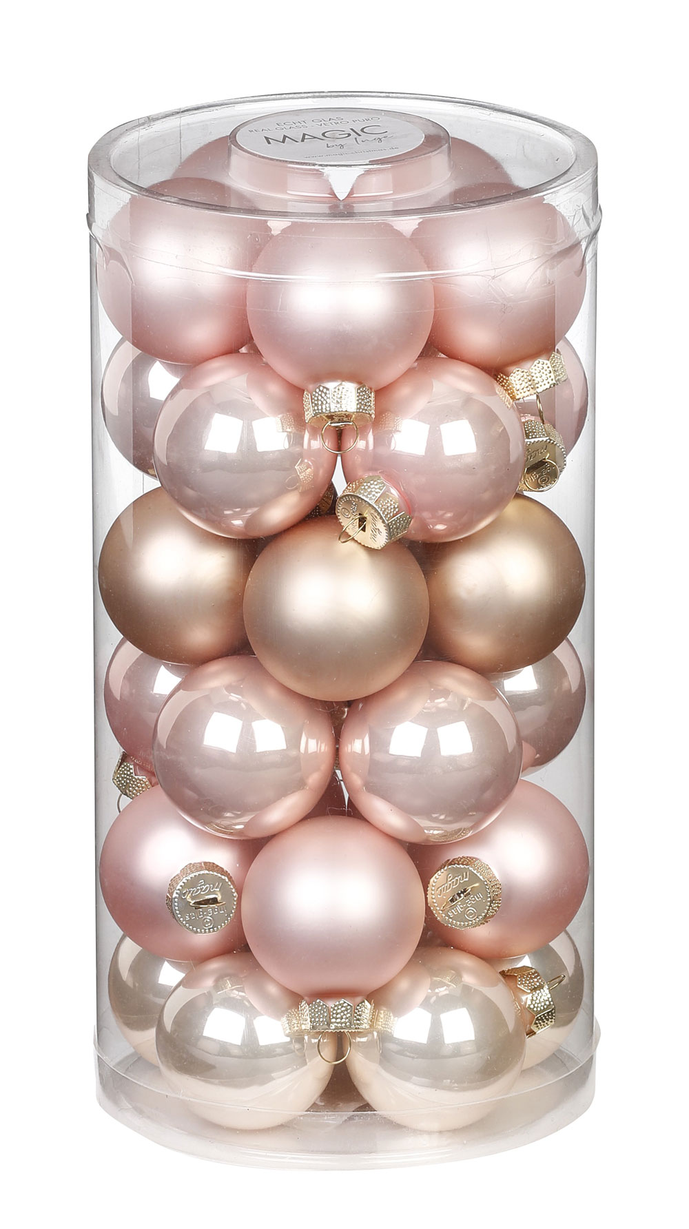 Paket] Weihnachtskugeln Glas 4cm Pearly Rose, 30 Stück