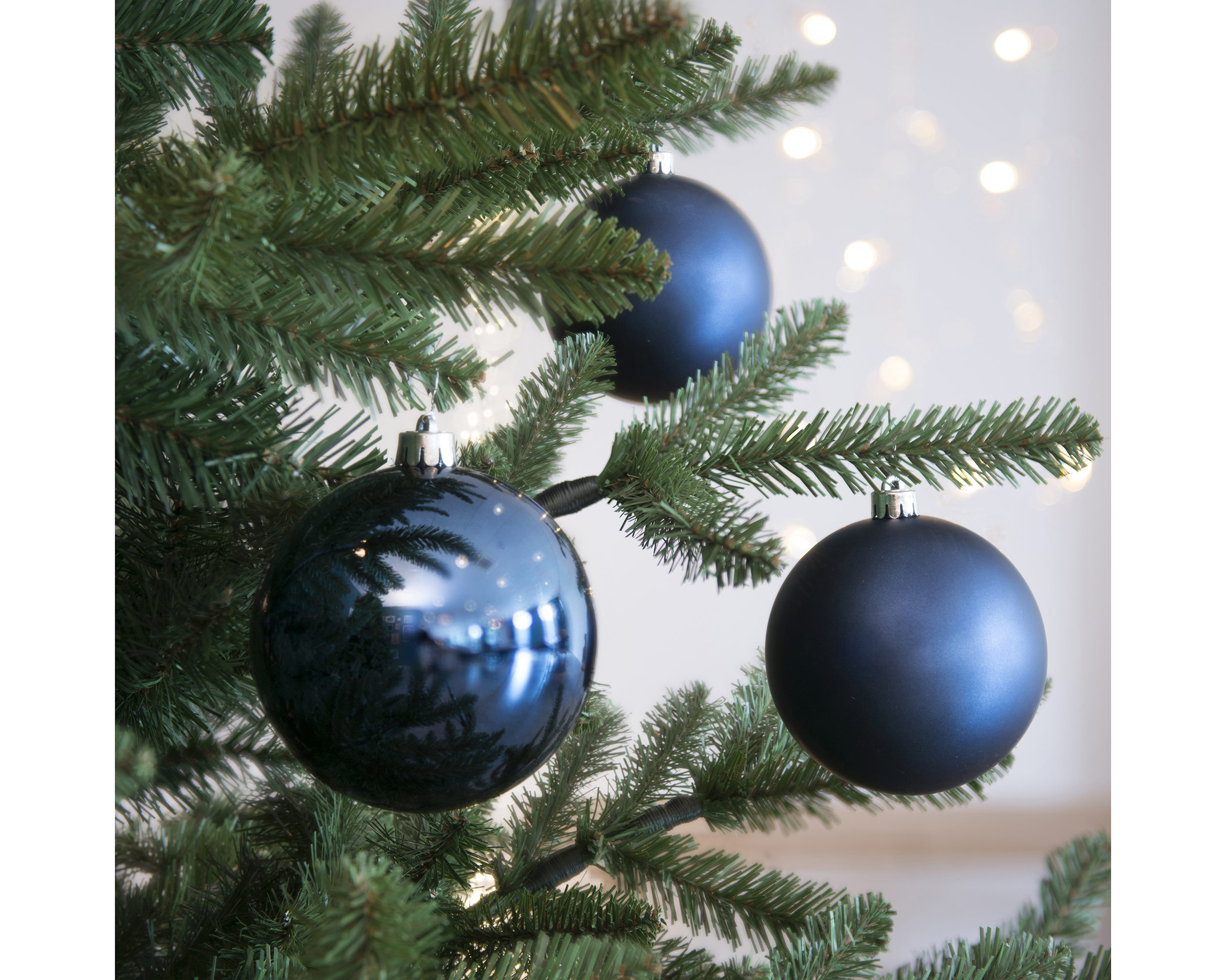 Weihnachtskugeln Kunststoff 10cm 4 Stück - Nachtblau