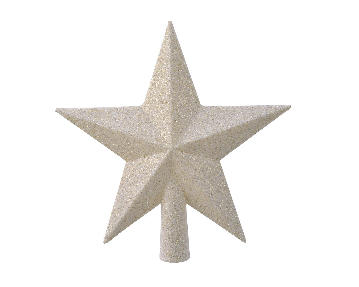Christbaumspitze Stern mit Glitzer 19cm Kunststoff, wollweiß