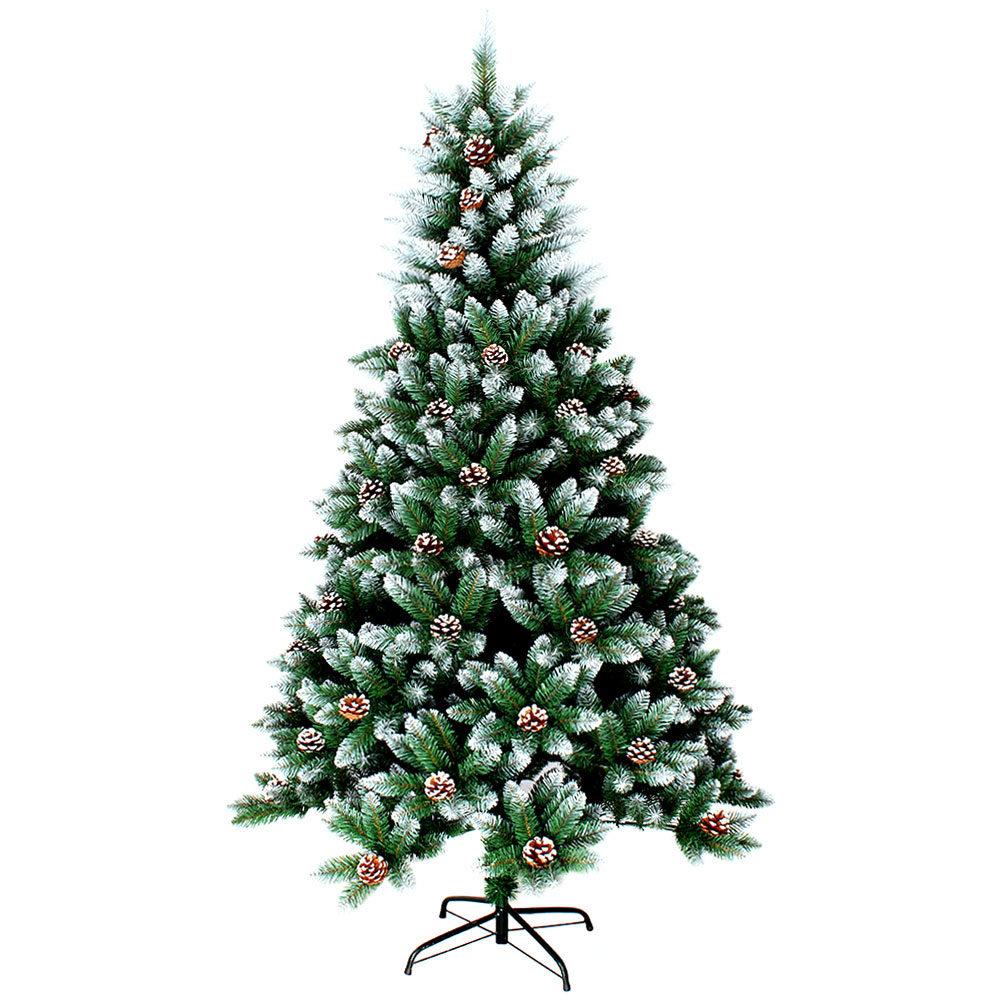 Tannenbaum künstlich 180cm mit Kiefernzapfen grün / weiß