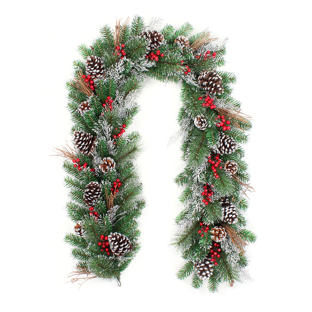 Tannengirlande 30cm Zapfen & Beeren - Indoor & Outdoor 1,8m beschneit