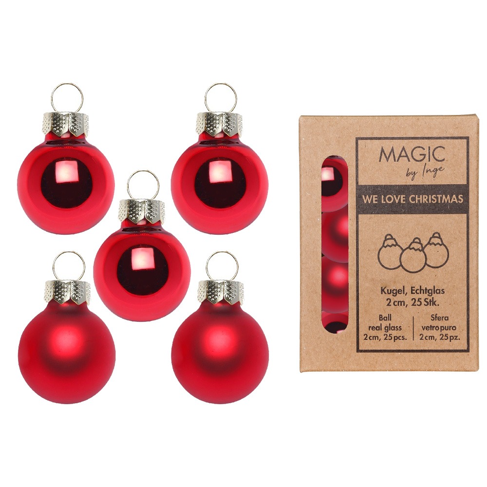 Weihnachtskugeln Glas 2cm 25 Stück - Merry Red