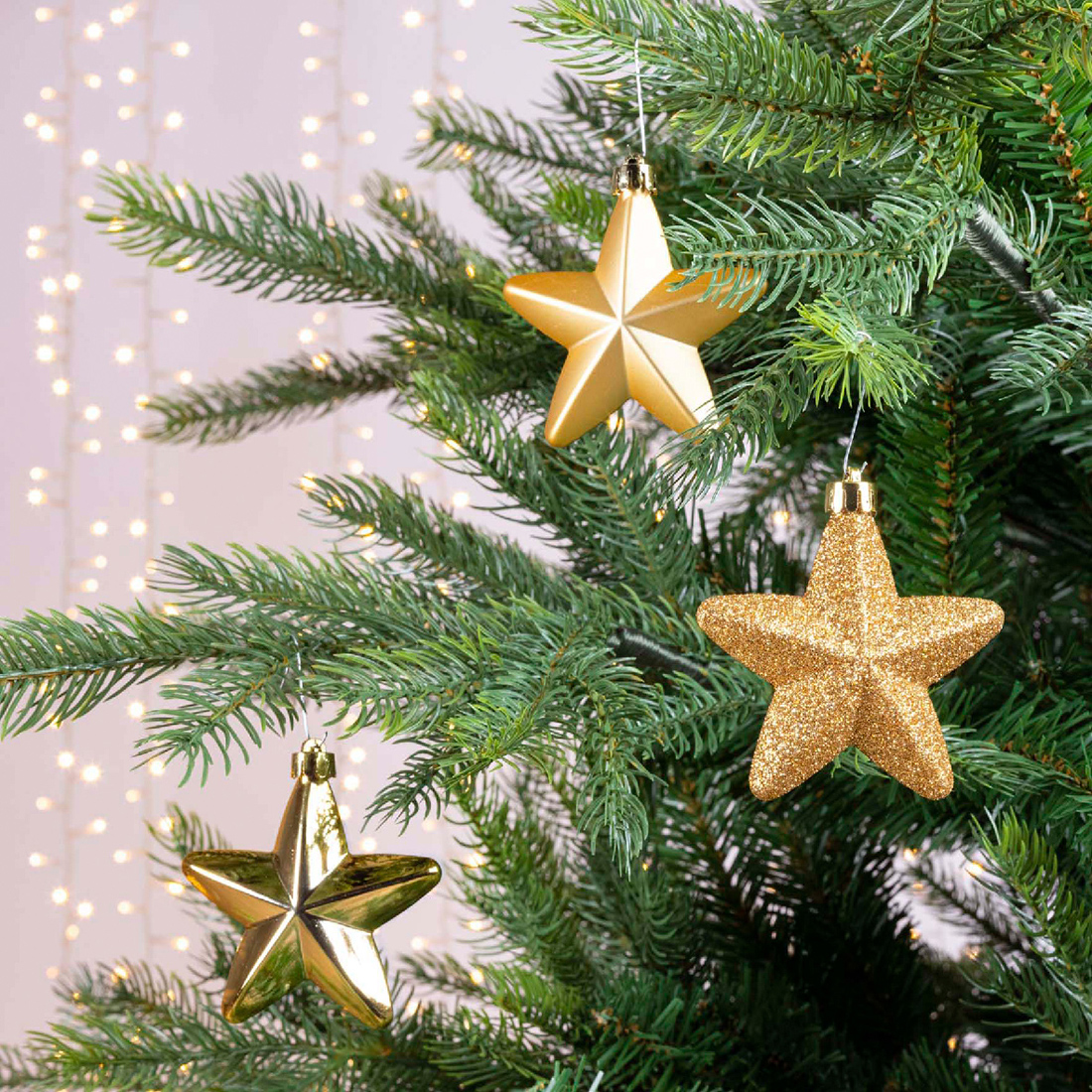 Christbaumschmuck Sterne 7cm Kunststoff 6 Stück - Gold