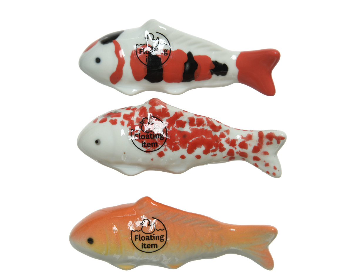 Yardwe Koi-Fische – 4 Stück Schwimmende Keramikfiguren – 10 Cm – Für Aquarium, Teich & Teehaus-Deko