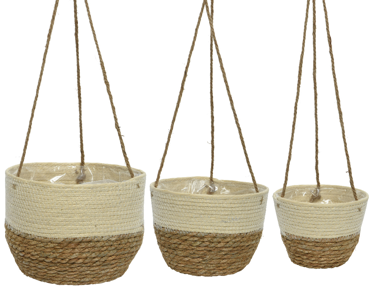 Blumentopf hängend geflochten 22x16cm + 24x17cm + 27x21cm 3er Set