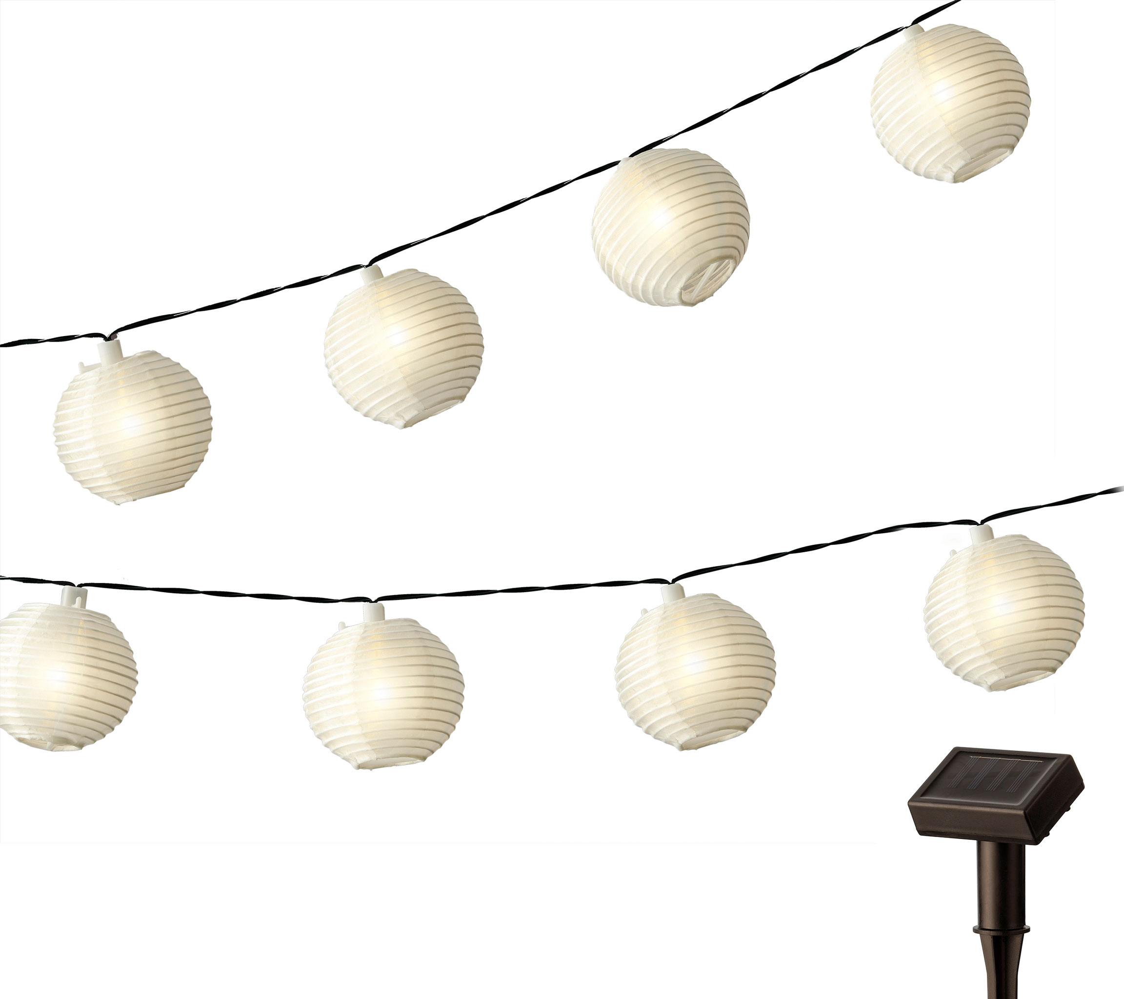 LED Solar Lichterkette Outdoor Lampions Nylon 4,5m Warmweiß