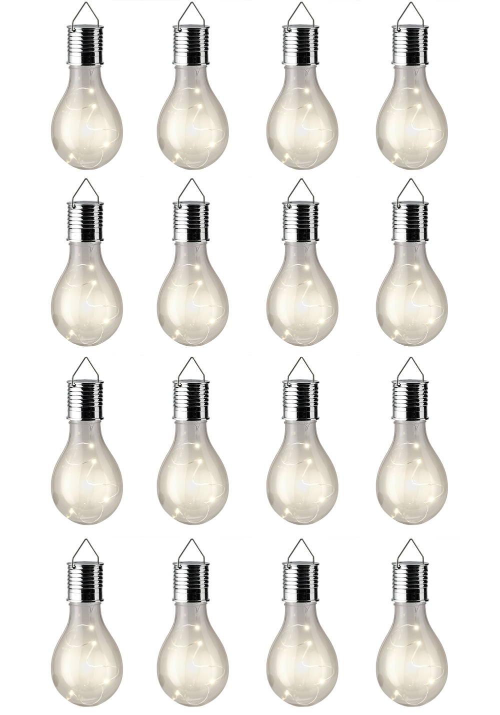 Paket] Solar Gartenleuchten LED Birnen Glühbirnen Kunststoff 8x14cm 16er Set