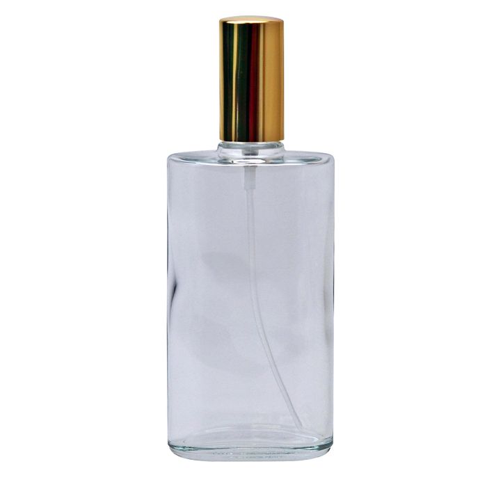 Leerflakon Parfum 100 ml inkl. Zerstäuber Spray nachfüllbar Glas Flakon oval gold