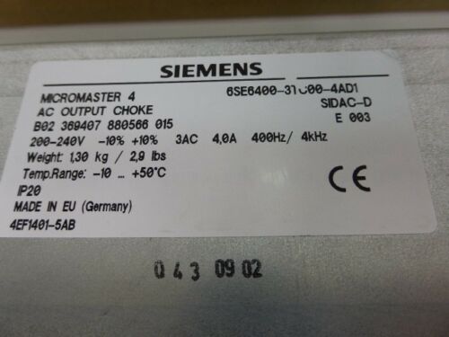 Micromaster 4 SIEMENS 6SE6400-3TC00-4AD1 E 003