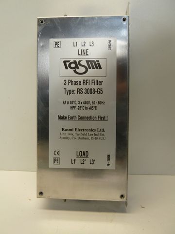 Rasmi RS 3008-G5 3-фазный RFI-фильтр 8A Сетевой фильтр RS3008G5 | 3x440V 50-60Hz HPF