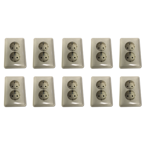 10x PEHA H 80.6412 W SCHUKO double socket one-piece base standard white