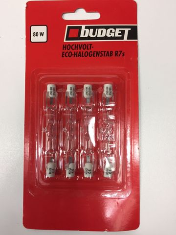 Budget High Voltage ECO Halogen Rod Lamp 4x 80W R7s 1380 Lumens 230 V 50Hz