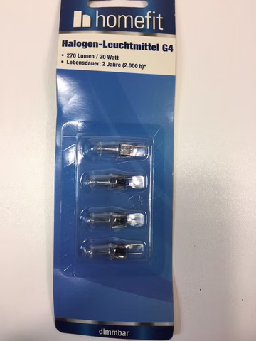 Homefit Halogen Leuchtmittel G4 120 Lumen 10 Watt Dimmbar 4er Packung 4335843198291