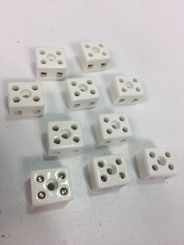 10x фарфоровых зажимов, керамические зажимы, белые, 2 полюса / 2.5 mm2 / 30 A -НОВЫЕ-