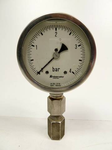 Лот 16 шт. Observator, стальной манометр, Роттердам, 0–4 bar 70 mm