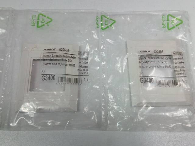 23x لوحة تغطية أجهزة Tehalit G3400 RAL9001، قرص مركزي، غطاء 50x50mm 020508