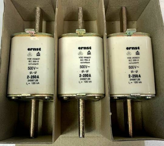 3x Ernst NH Fuse Links 500V 120 kA Size 2