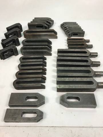 Lot of Fork Clamping Irons, beveled, offset, cranked, DIN 6314, 6315, 6316
