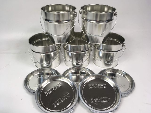 5x 3.5 Liter Push-On Lid Buckets + Tension Ring Bucket Sheet Metal Bucket Metal Bucket