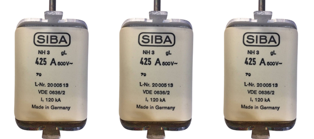 3 pieces Siba NH fuse armored fuse fuse insert 425A 500V
