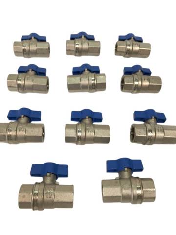 11x Brass Nickel-Plated Ball Valve DVGW  Thread DN15 EN331 MOP5 PN63