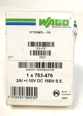 Wago 753-476 مدخل تناظري ثنائي القنوات DC 10 V أحادي النهاية