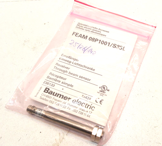 Baumer Electric FEAM  08P1001/S35L Receiver One-Way Photoelectric Barrier