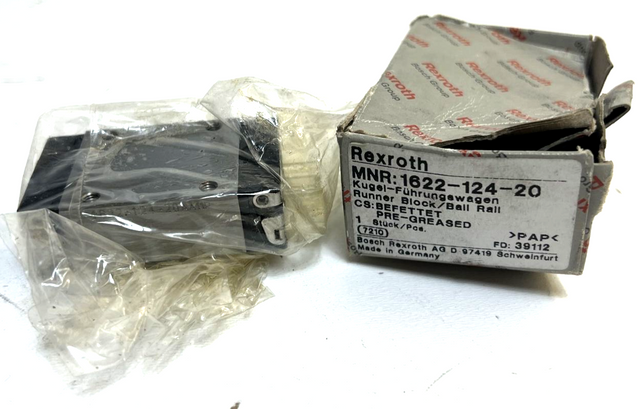 Rexroth, 1622-124-20, Ball Carriage, Guide Carriage, Runner Block, Ball Rail