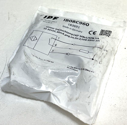 IPF, IB08C960, Индуктивный датчик, высокая температура 140°, 10-35VDC, 80mA