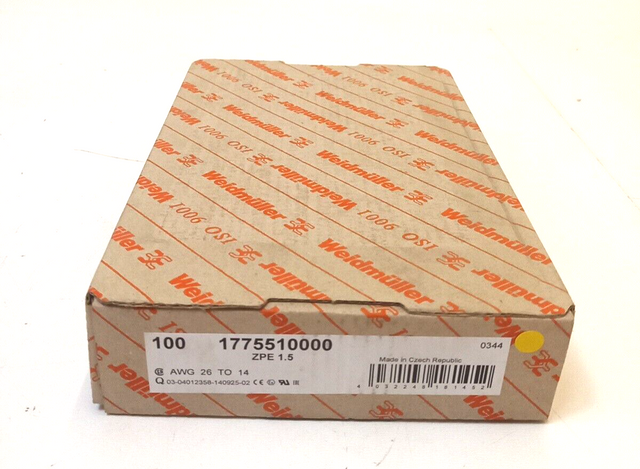100 x Weidmüller 1775510000 ZPE 1.5 Protective Conductor Terminal Blocks, Rows / Terminals