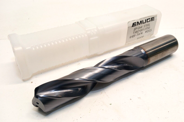Emuge EF-Drill Steel TXB21001.2650 K45F-TA14 Ø23.5 Spiral Drill with Coolant Channel