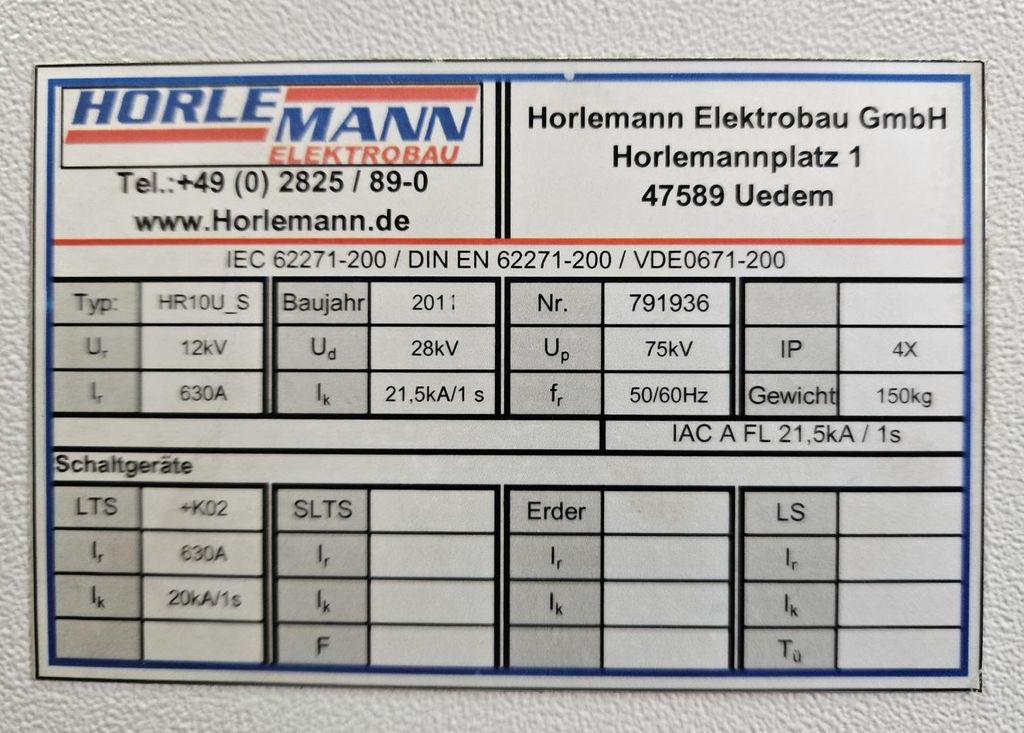 Horlemann HR10U-S Schaltanlage Trafostation