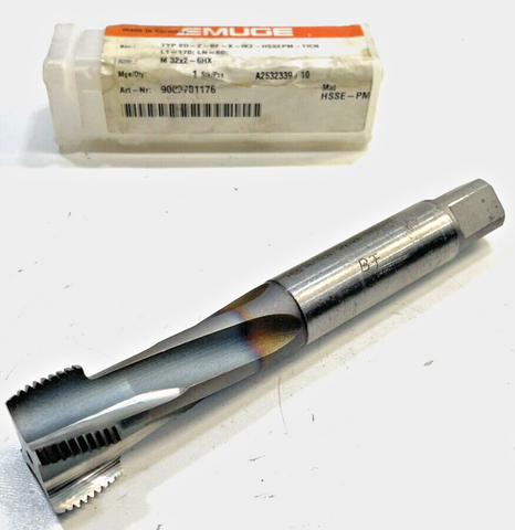 Emuge M32x2-6HX Thread Tap M32 x 2 6HX Drill 2D-Z-BF-X-IKZ-HSSEPM-TICN