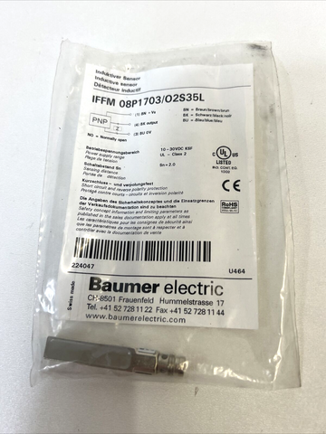 Baumer electric IFFM 08P1703/O2S35L Inductive Sensor