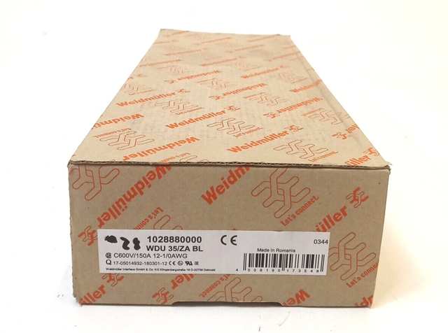 28 x Weidmüller 1028880000 WDU 35/ZA BL Terminal Block, Terminal
