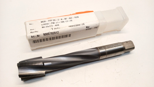 Emuge MGB-TYPE 2D-Z-X-BF-IKZ-TICN Thread Tap HSSE-PM MJ 25x1.5-4HX