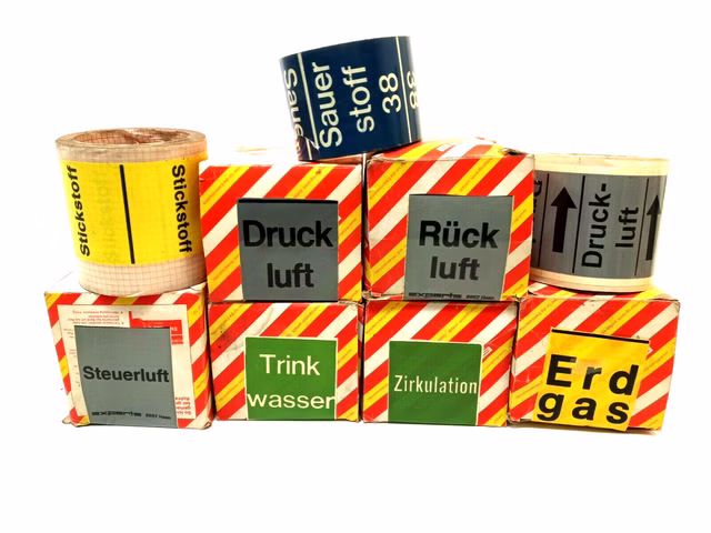 14x Rollen Selbstklebend Warnbänder / Markier- und Absperrbänder Druckluft etc.
