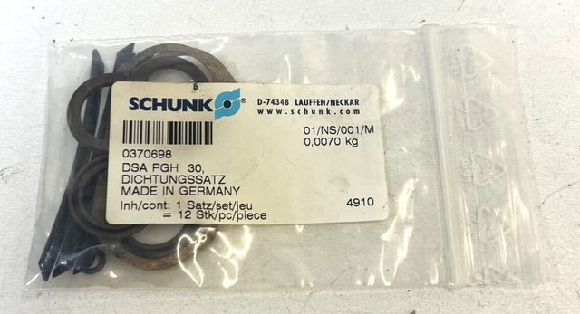 Schunk, Комплект уплотнений, Уплотнительные кольца, Уплотнение, DSA PGH 30, 0370698