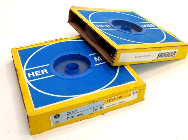 2x HERMES Sanding Paper, Sanding Belt, Sandpaper KBR J-Flex P150, 25 mm x 50 m