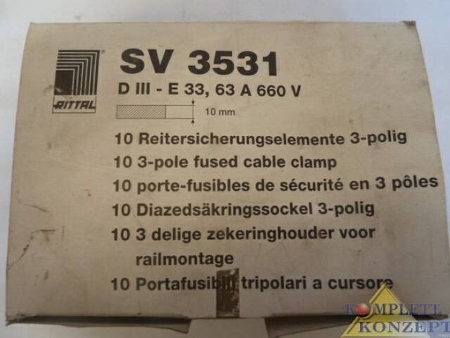 Rittal SV 3531 Retaining fuse element for snap-on mounting 63A 660V